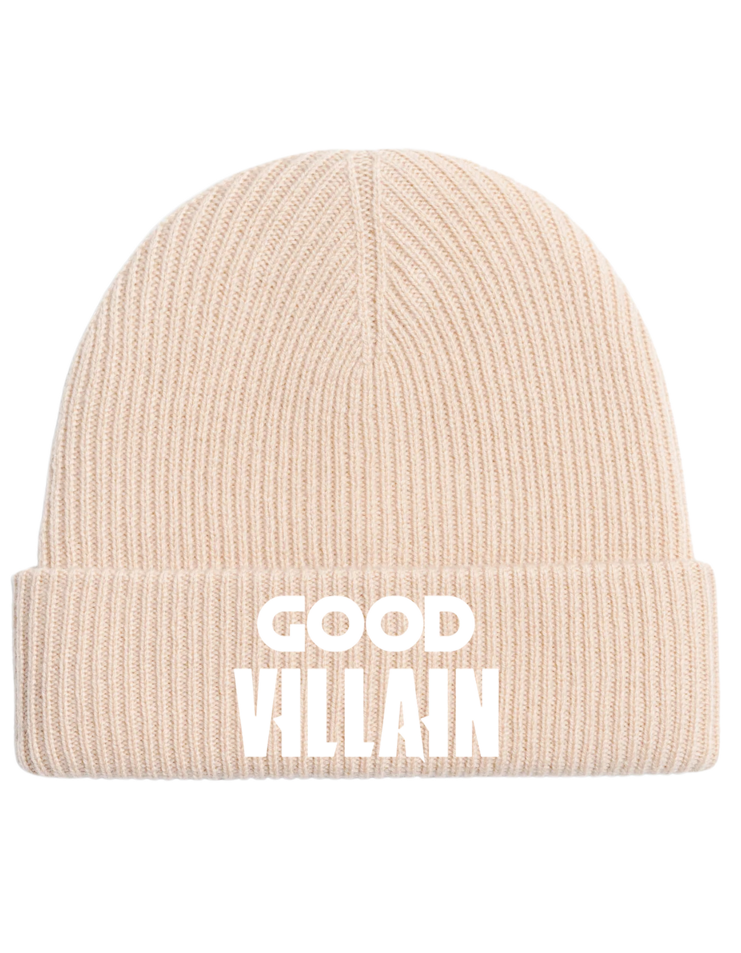 Good Villain Cream Cashmere Wool Beanie